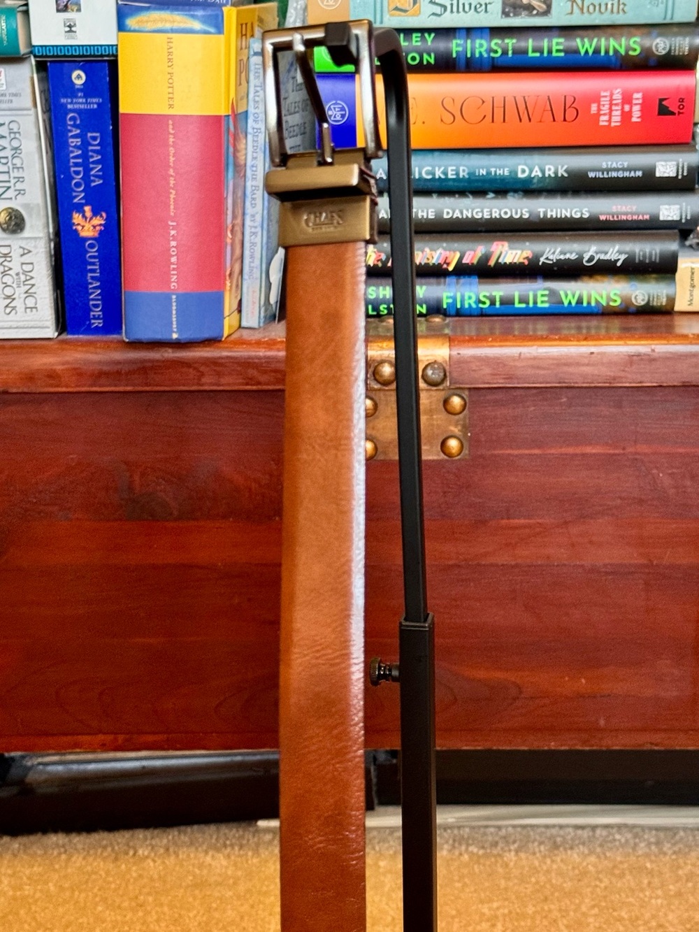 Chaps Brown Belt with Bronze-Tone Buckle
